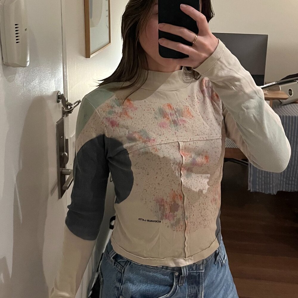 Eckhaus Latta Painted Mock Neck Long Sleeve Shirt